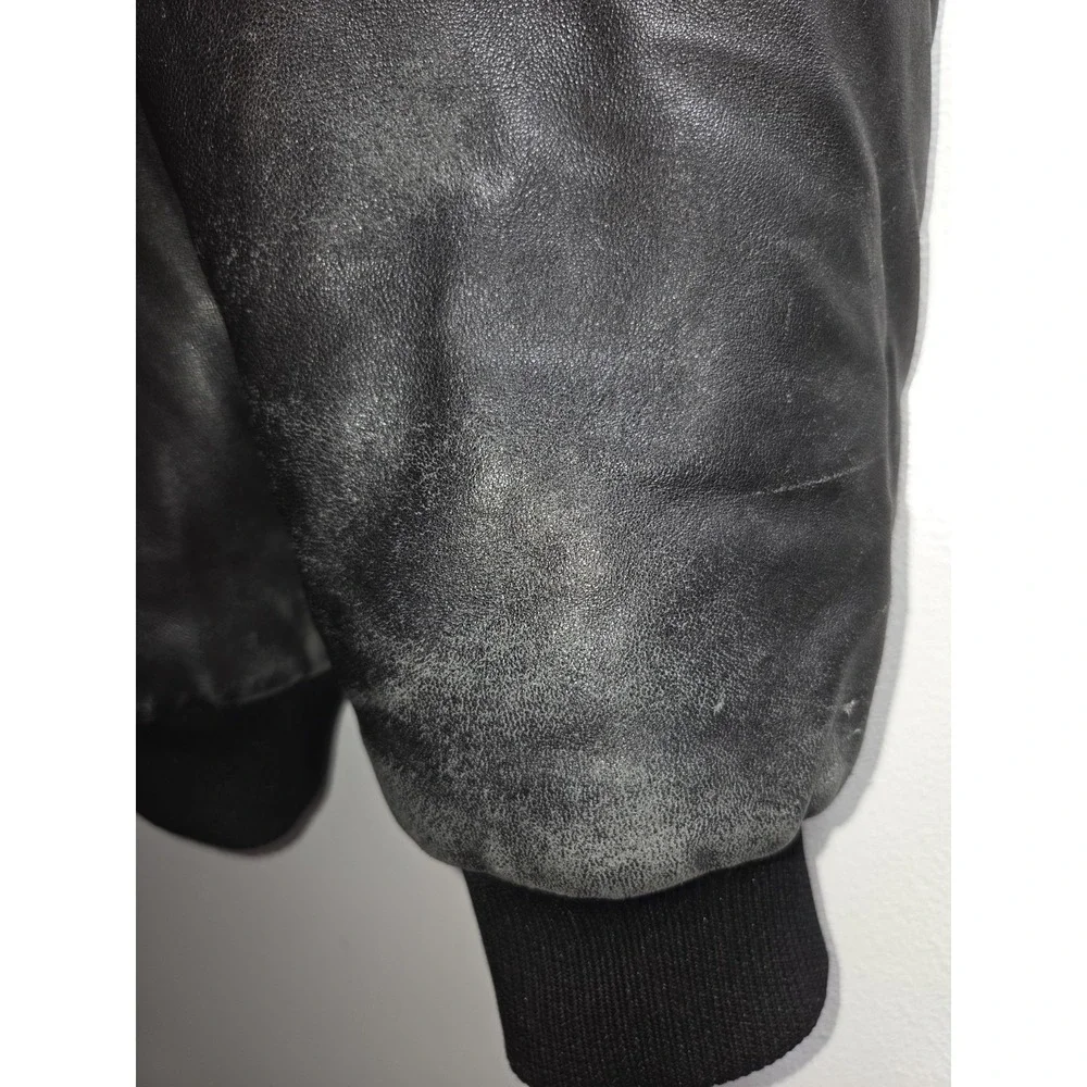 Leather Zippered Men's Jacket Black Size 3XL Roca Wear - Picture 7 of 13